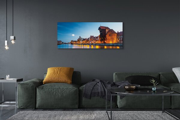 Tablouri canvas Râul noapte oraș vechi Gdańsk