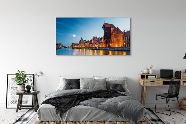 Tablouri canvas Râul noapte oraș vechi Gdańsk