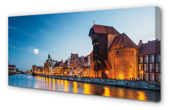 Tablouri canvas Râul noapte oraș vechi Gdańsk