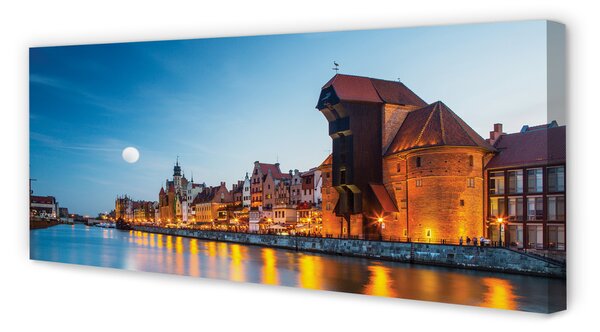 Tablouri canvas Râul noapte oraș vechi Gdańsk