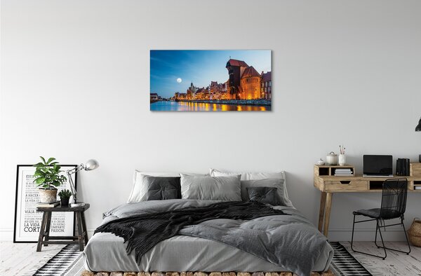 Tablouri canvas Râul noapte oraș vechi Gdańsk