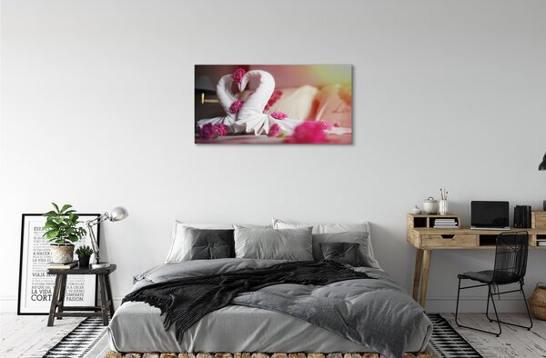 Tablouri canvas flori prosoape lebede