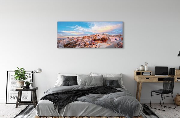 Tablouri canvas Grecia Panorama apus de soare oraș