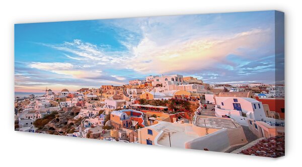 Tablouri canvas Grecia Panorama apus de soare oraș