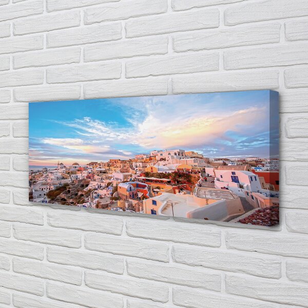 Tablouri canvas Grecia Panorama apus de soare oraș