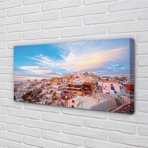 Tablouri canvas Grecia Panorama apus de soare oraș