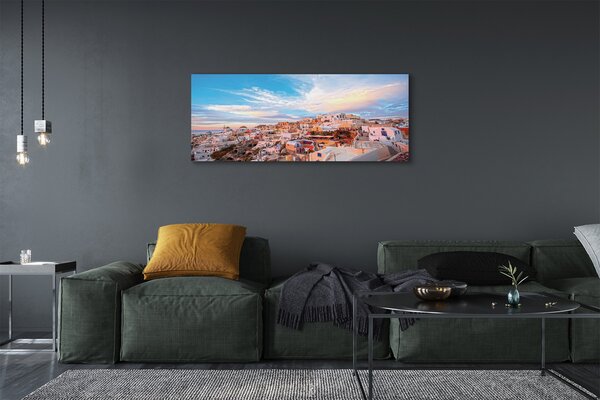 Tablouri canvas Grecia Panorama apus de soare oraș