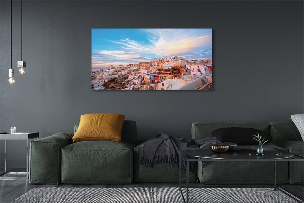 Tablouri canvas Grecia Panorama apus de soare oraș