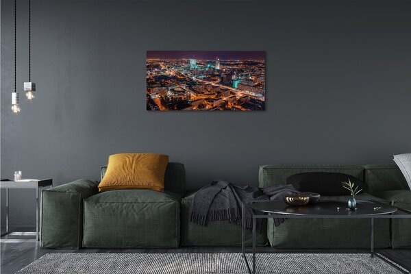 Tablouri canvas Varșovia oraș noapte panoramă