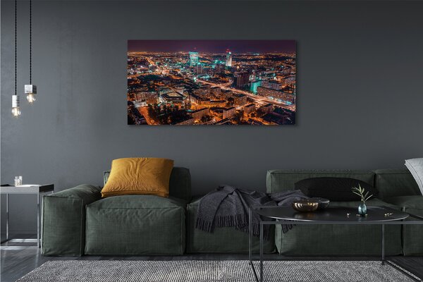 Tablouri canvas Varșovia oraș noapte panoramă