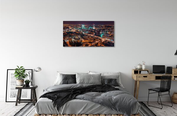 Tablouri canvas Varșovia oraș noapte panoramă