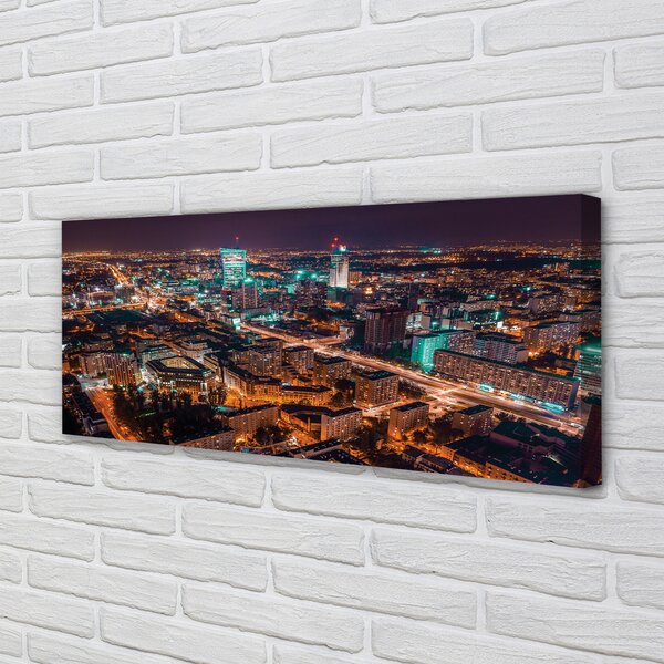 Tablouri canvas Varșovia oraș noapte panoramă