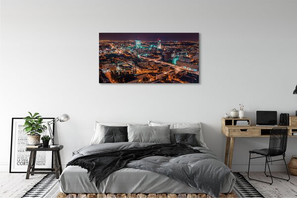 Tablouri canvas Varșovia oraș noapte panoramă