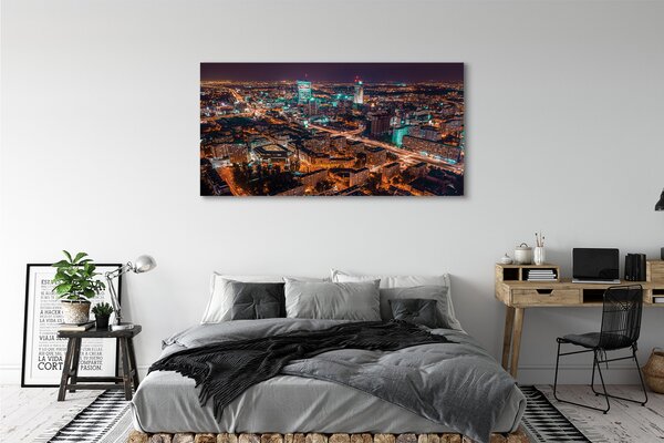 Tablouri canvas Varșovia oraș noapte panoramă