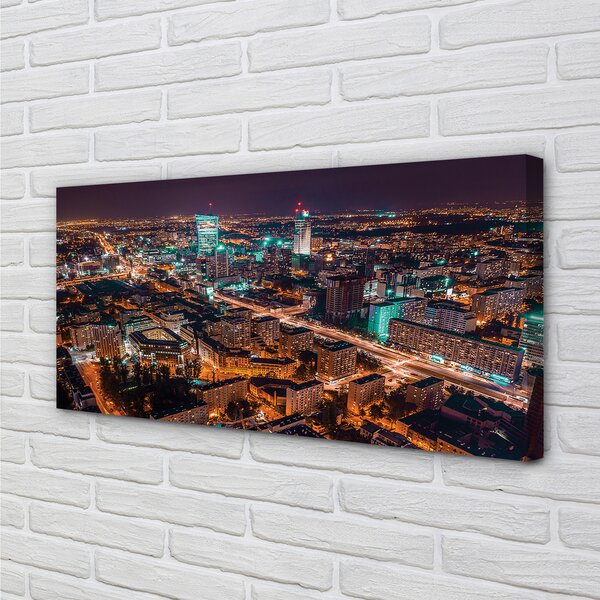 Tablouri canvas Varșovia oraș noapte panoramă
