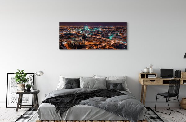 Tablouri canvas Varșovia oraș noapte panoramă