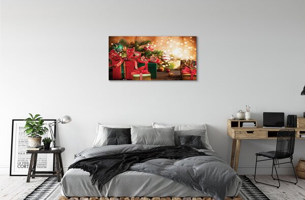 Tablouri canvas Cadouri de Crăciun lumini de ornamente