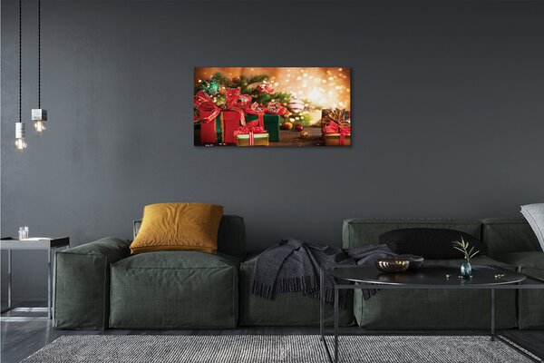 Tablouri canvas Cadouri de Crăciun lumini de ornamente