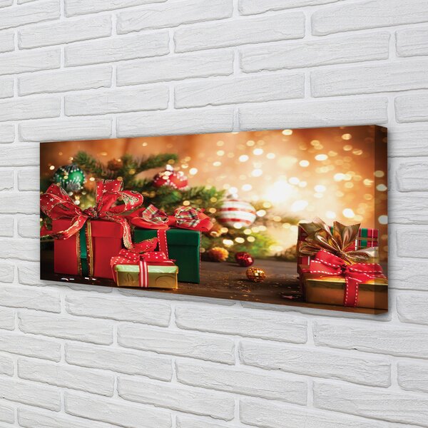 Tablouri canvas Cadouri de Crăciun lumini de ornamente