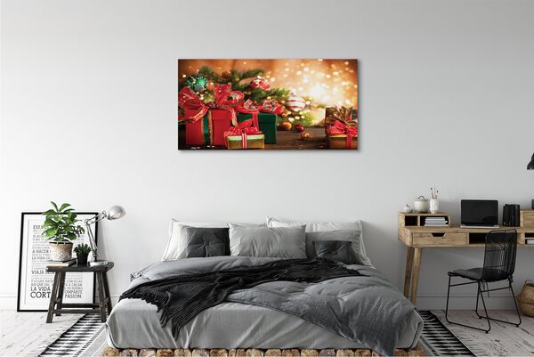 Tablouri canvas Cadouri de Crăciun lumini de ornamente
