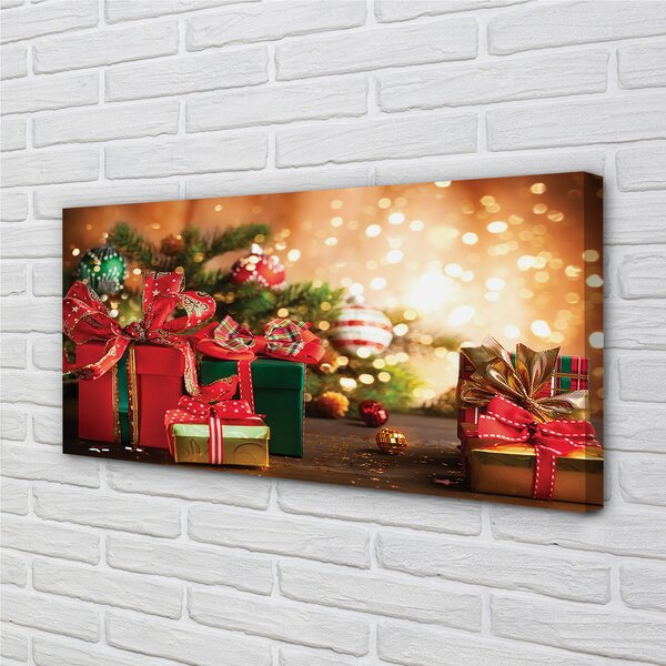 Tablouri canvas Cadouri de Crăciun lumini de ornamente