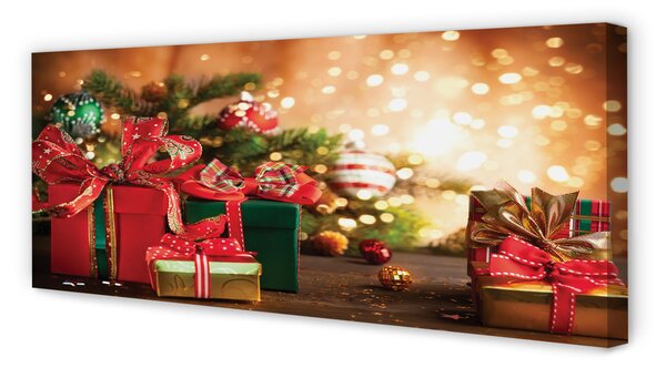 Tablouri canvas Cadouri de Crăciun lumini de ornamente