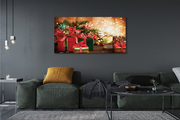 Tablouri canvas Cadouri de Crăciun lumini de ornamente