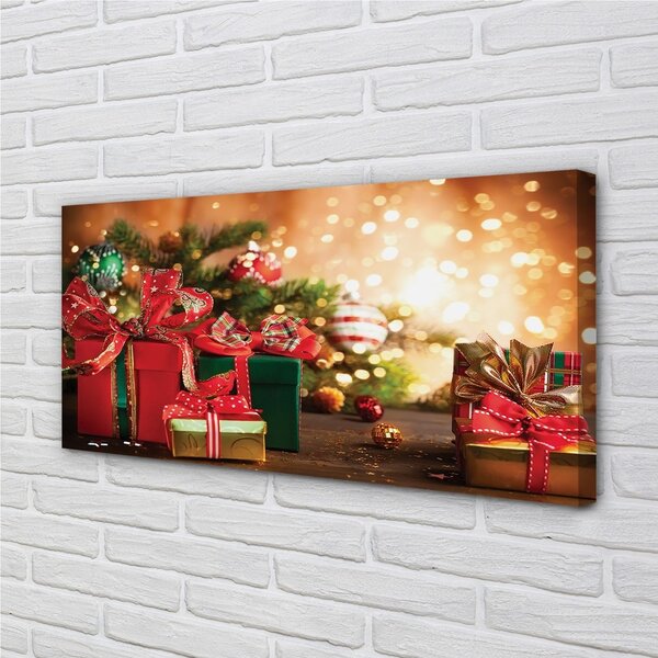Tablouri canvas Cadouri de Crăciun lumini de ornamente