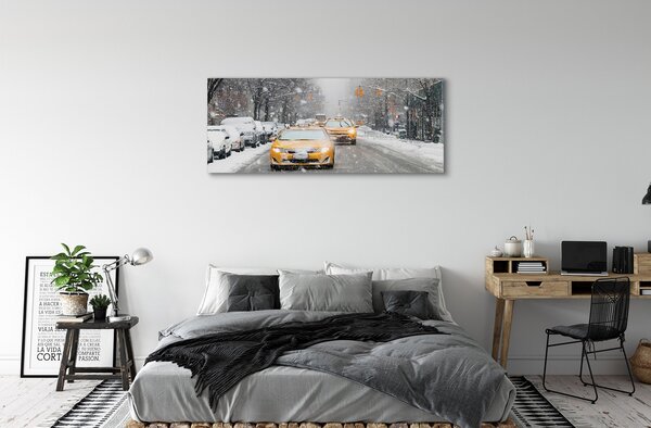 Tablouri canvas Iarna masina oraș zăpadă