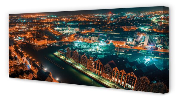 Tablouri canvas Gdańsk River noapte panoramă