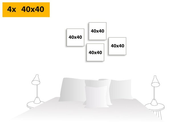 Set tablouri Feng Shui în design alb-galben