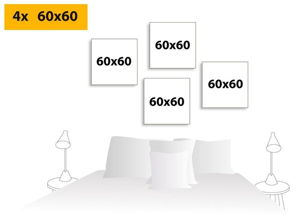 Set tablouri Feng Shui în design alb-galben