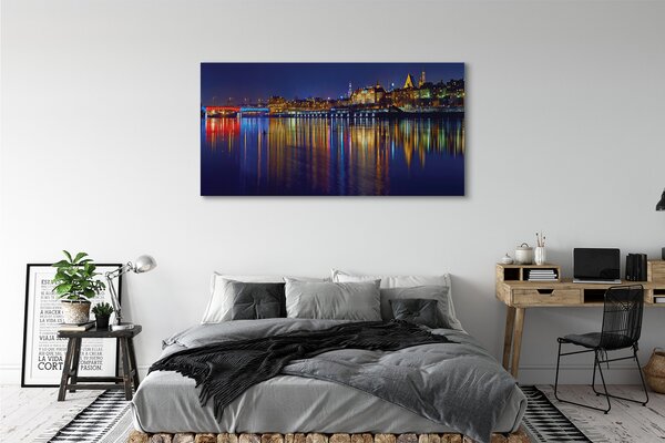 Tablouri canvas pod Varșovia oraș noapte River