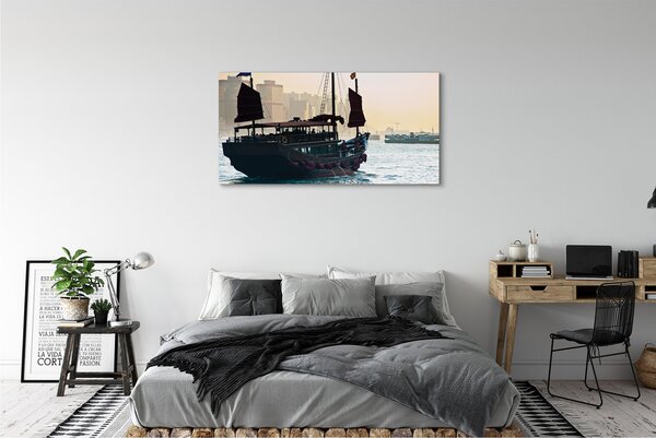 Tablouri canvas Cerul navă de mare oraș