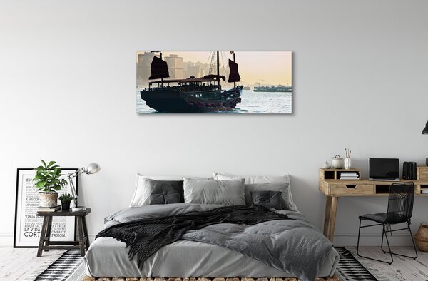 Tablouri canvas Cerul navă de mare oraș