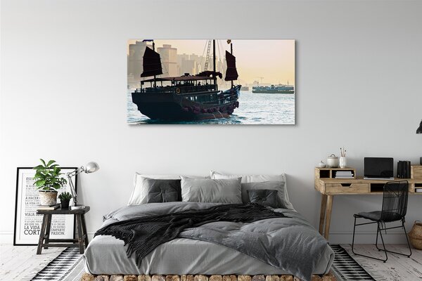 Tablouri canvas Cerul navă de mare oraș