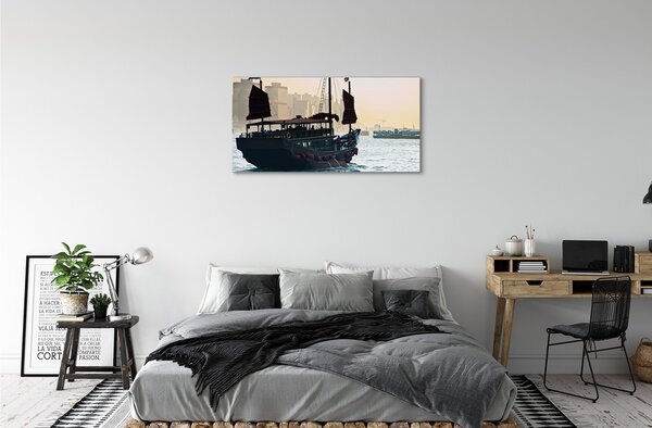 Tablouri canvas Cerul navă de mare oraș