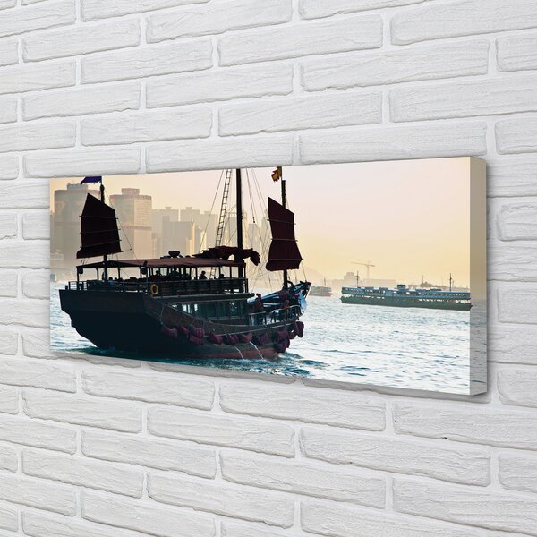 Tablouri canvas Cerul navă de mare oraș