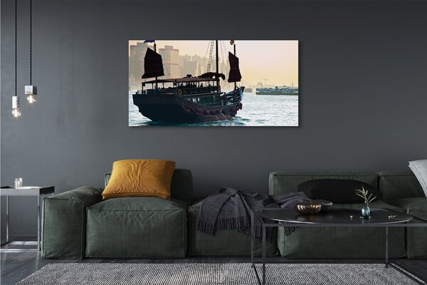 Tablouri canvas Cerul navă de mare oraș