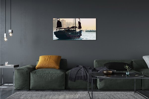 Tablouri canvas Cerul navă de mare oraș