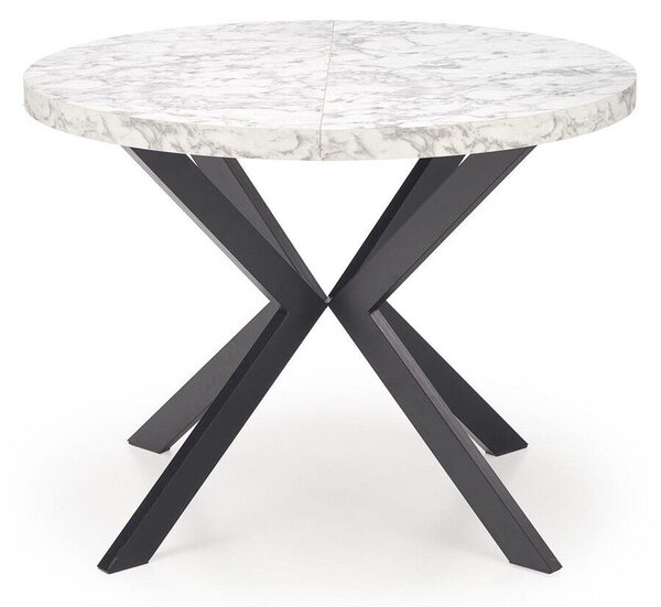 Masa Houston 1495 Marmură albă, Negru, 75cm, Extensie, PAL laminat, Metal