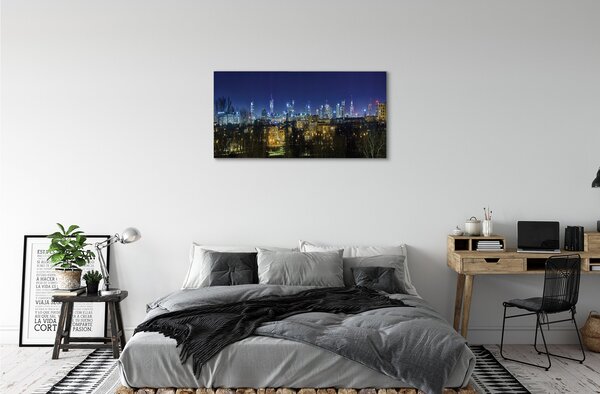 Tablouri canvas panorama de noapte din Varșovia