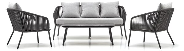 Set mobilier de exterior Houston 1634, Gri inchis, Gri, Frânghie, Metal, 40 kg