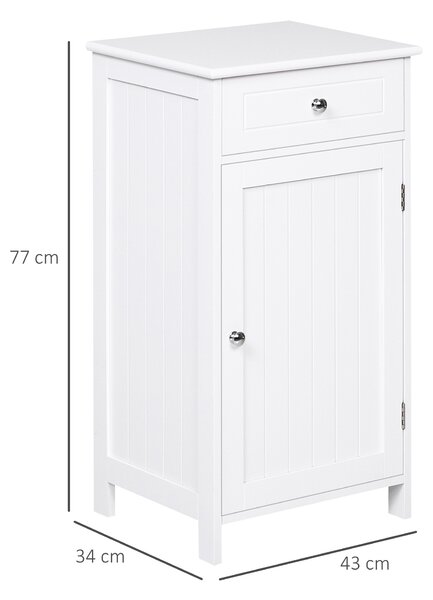 Kleankin Mobilier Baie Modern cu Ușă Basculantă Sertar Spațiu Depozitare 43x34x77cm Alb | Aosom Romania