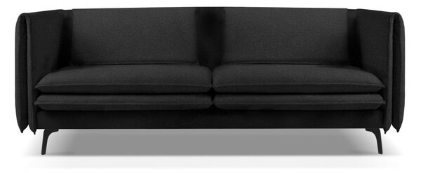 Canapea Vottina cu 3 locuri si tapiterie din tesatura structurala, negru