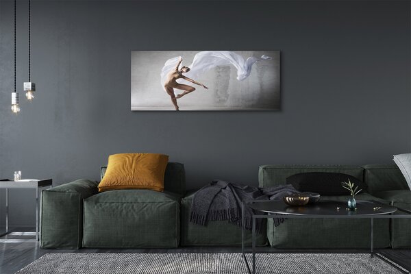 Tablouri canvas Femeie dans material alb