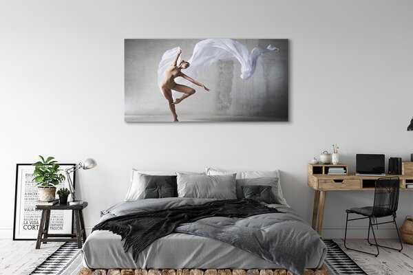 Tablouri canvas Femeie dans material alb
