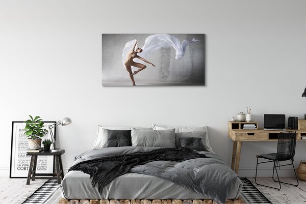 Tablouri canvas Femeie dans material alb