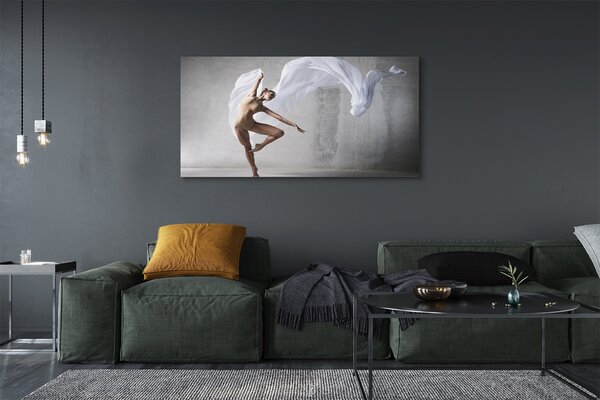 Tablouri canvas Femeie dans material alb