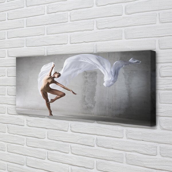 Tablouri canvas Femeie dans material alb